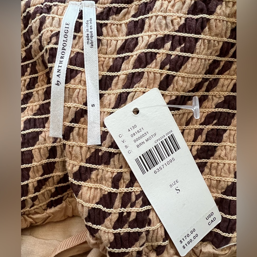 Anthropologie 100% Cotton Shell Blossom Maxi Dress - Modal Lined Sz S Brown NWT - Picture 12 of 12